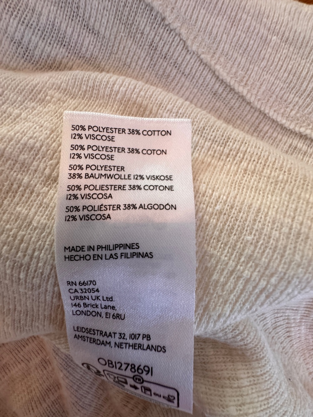 Pilcro Lightweight Cream Thermal Raglan Crewneck Top with Ruffle Detail - Picture 5 of 6
